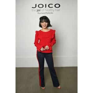 Kate Spade | Wool Blend Ruffle Yoke Bobble Sweater | Charm Red | Women’s Small